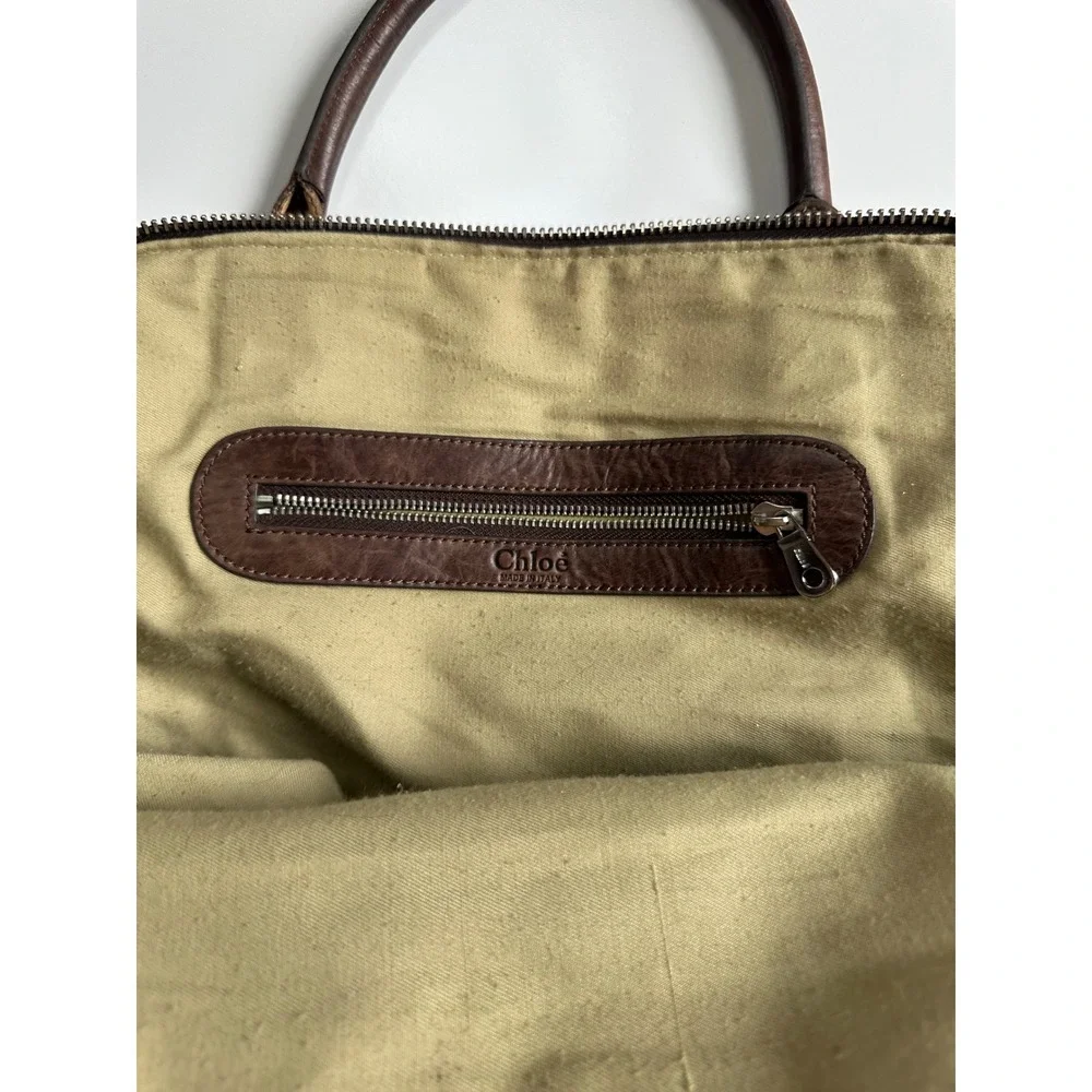 Chloe Bay Brown Leather Quilted Satchel Handbag L Distressed READ NEEDS REPAIRS